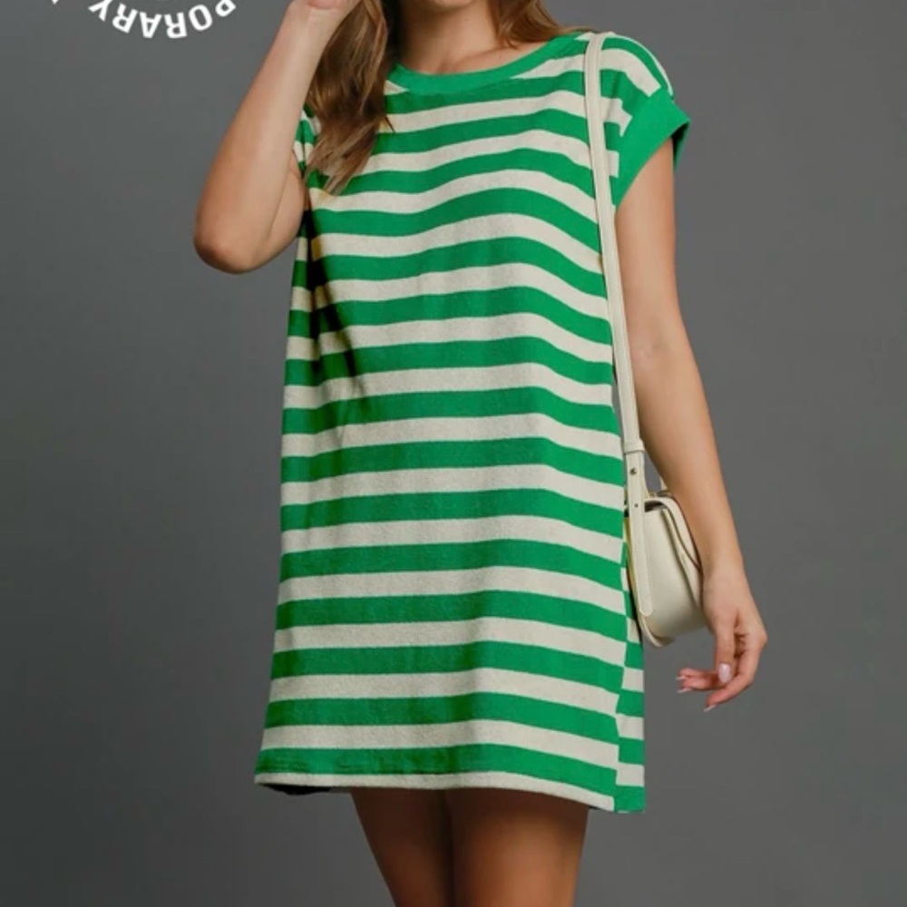 Green and White Striped Dress